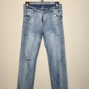 7 For All Mankind (Women's or Juniors) Slimmy Distressed Jeans, Size 28"x29"